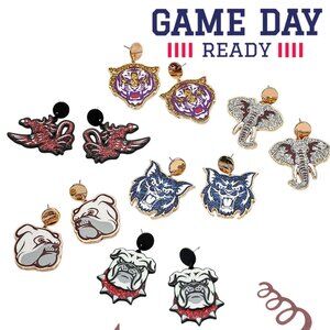 UGA Wildcats Kentucky Alabama Gamecocks LSU Gameday Football Earrings NEW